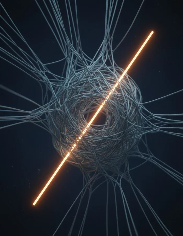 One clear line cutting through tangled noise